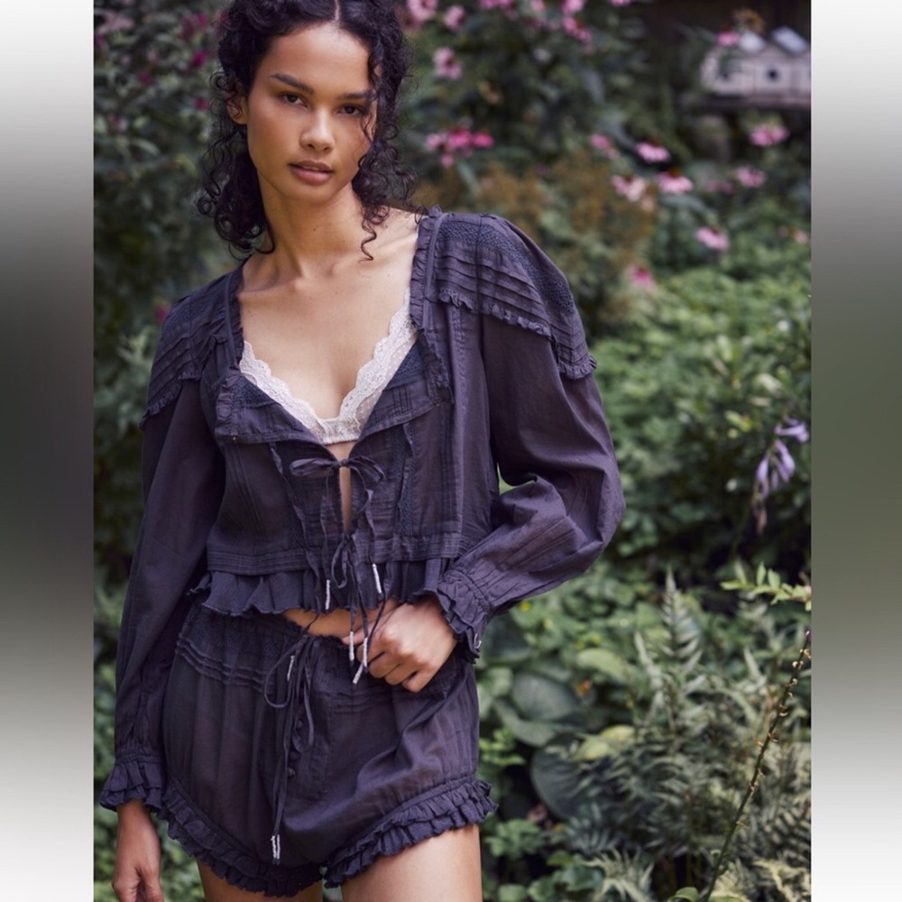 ✨NEW!✨ Cottagecore! SOLD OUT Free People Florence Bed Jacket Set Washed Black